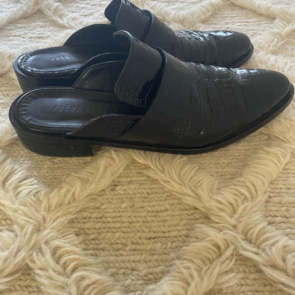 Freda Salvador Keen mule black croc size 10.5 - Picture 2 of 6